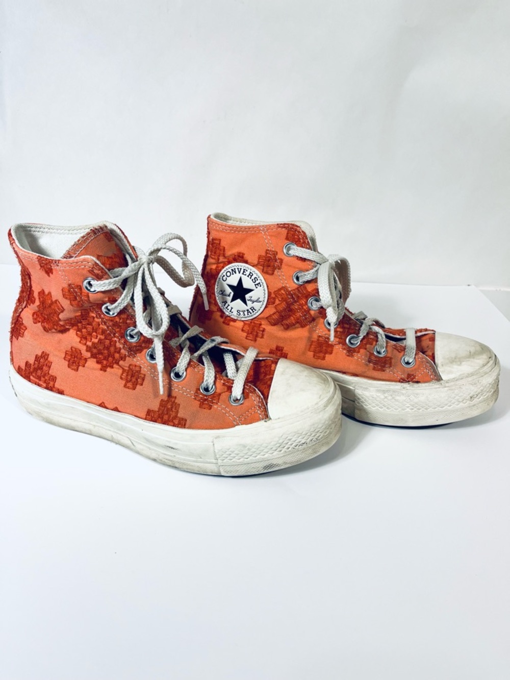 Converse Chuck Taylor Lift Hi Sneaker Bright Madder Orange Egret Embroidered 7